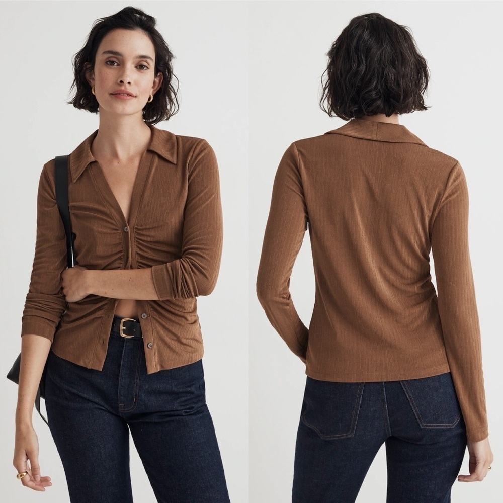 Madewell Brown Button-Up Top - image 1
